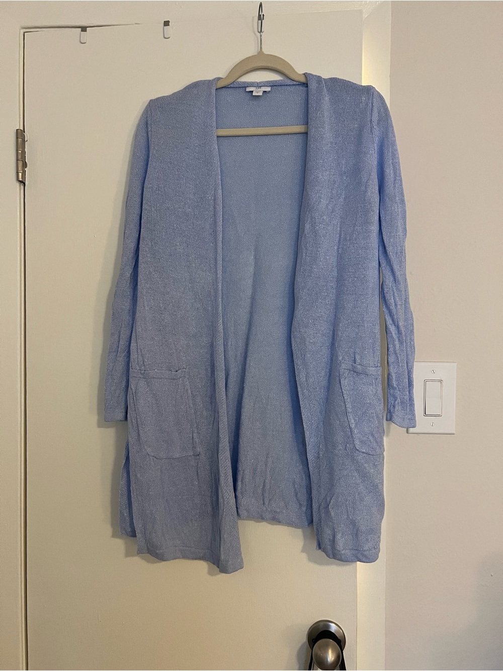J. Jill Light Blue Open-Front Long Cardigan